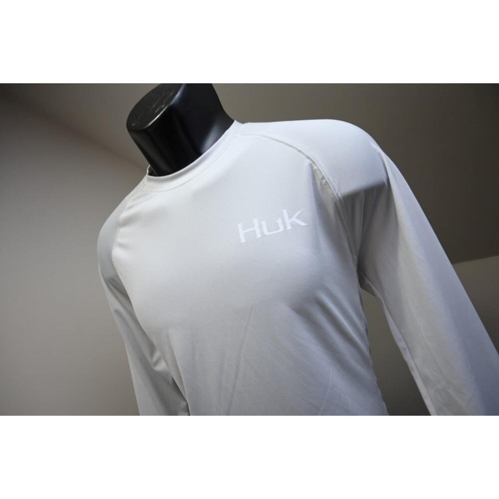 HUK Fishing UV Water Shirt Performance Wicking Long Sleeve Gray Mens‎ Small